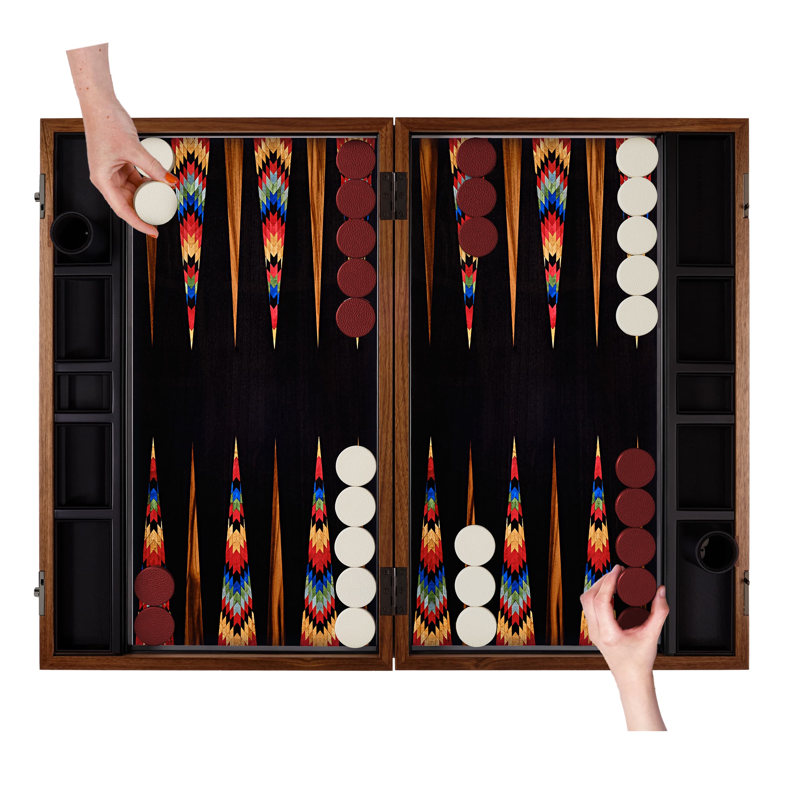 Aztec Backgammon Set | Marquetry Playing Surface - thumbnail 5