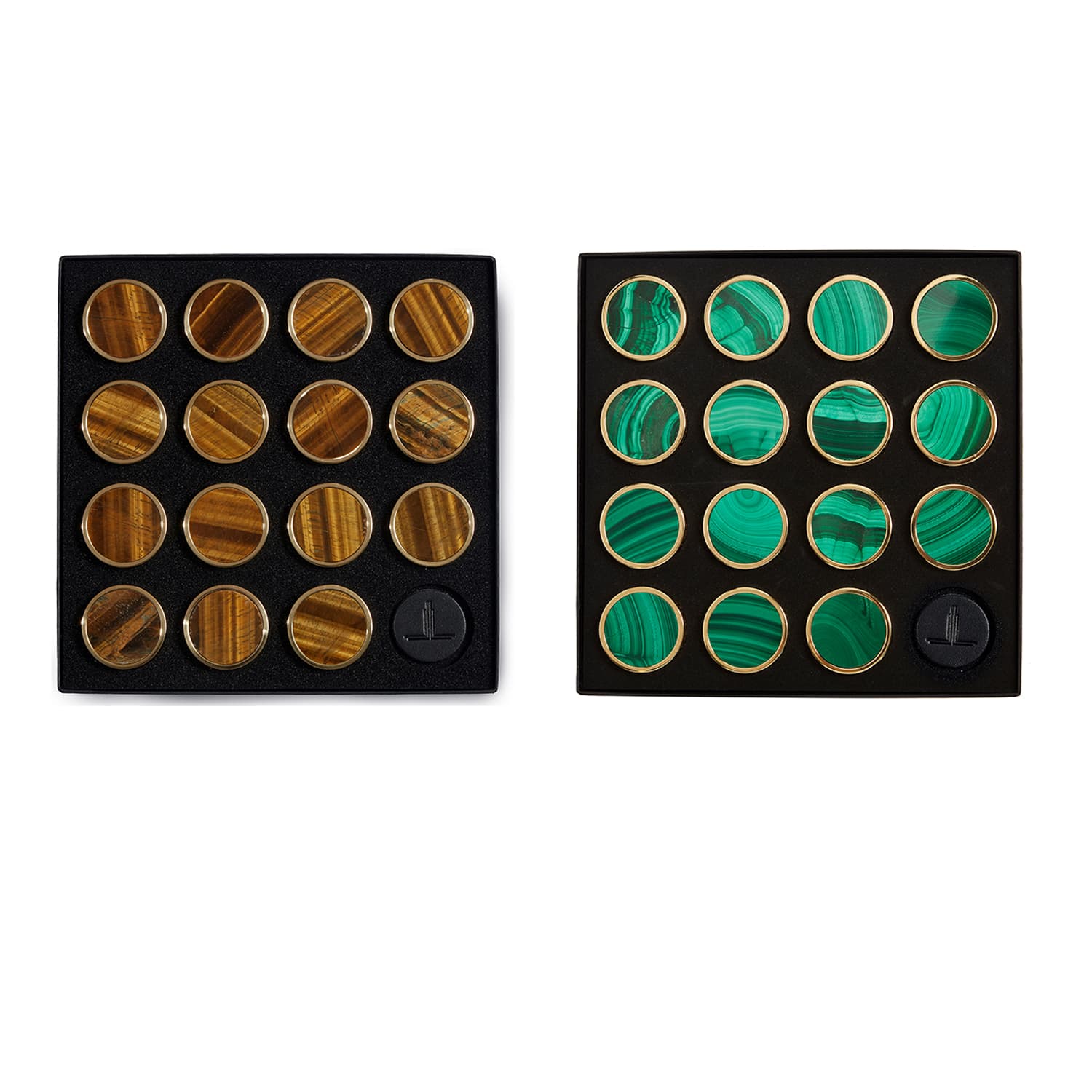 Malachite & Tiger’s Eye Playing Pieces Set | Two Sets of 15 Playing Pieces - thumbnail 2