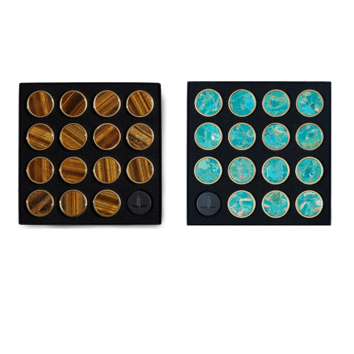 Turquoise & Tiger’s Eye Playing Pieces Set | Two Sets of 15 Playing Pieces - thumbnail 2