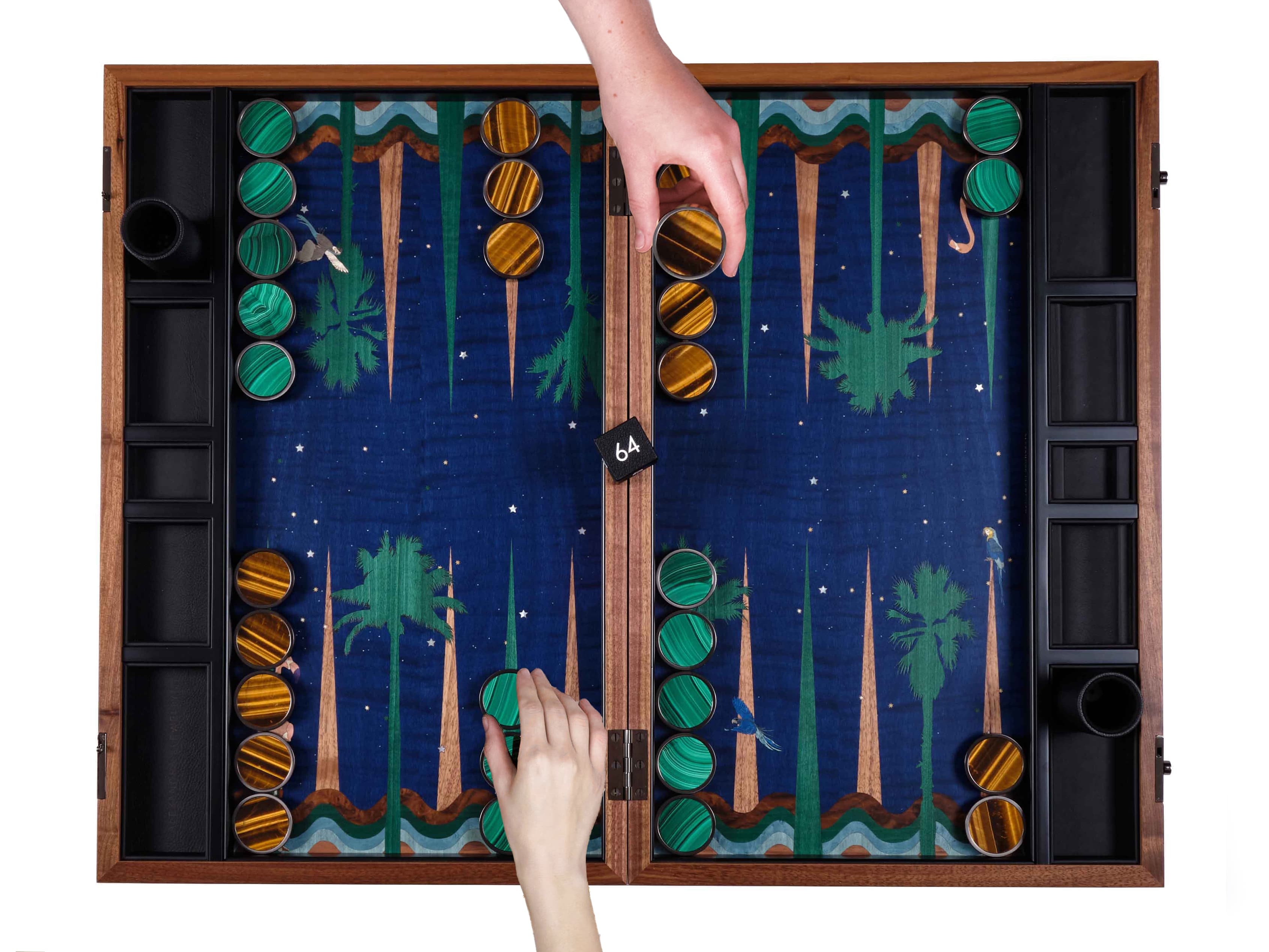 Malachite & Tiger’s Eye Playing Pieces Set | Two Sets of 15 Playing Pieces - thumbnail 6