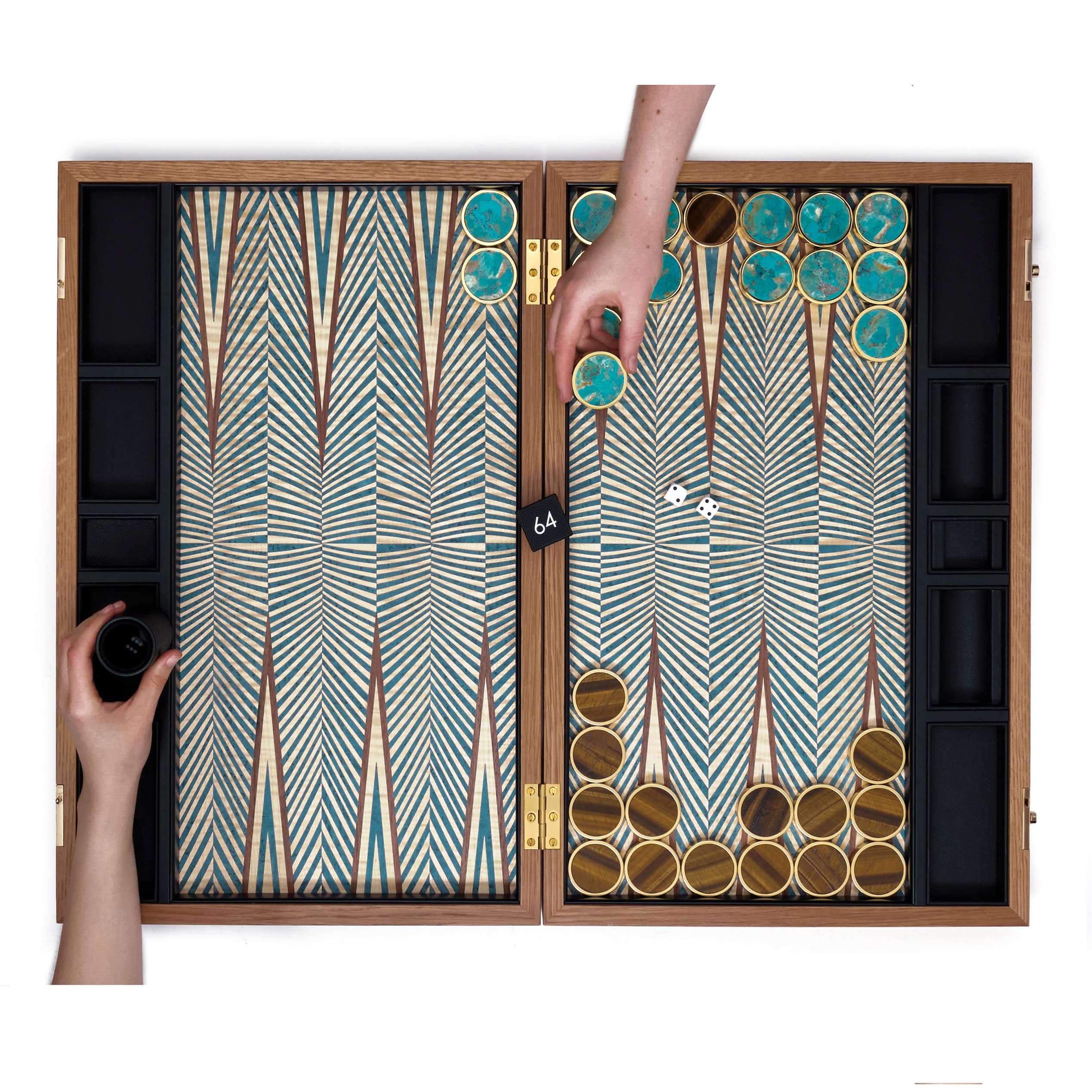 Turquoise & Tiger’s Eye Playing Pieces Set | Two Sets of 15 Playing Pieces - thumbnail 6