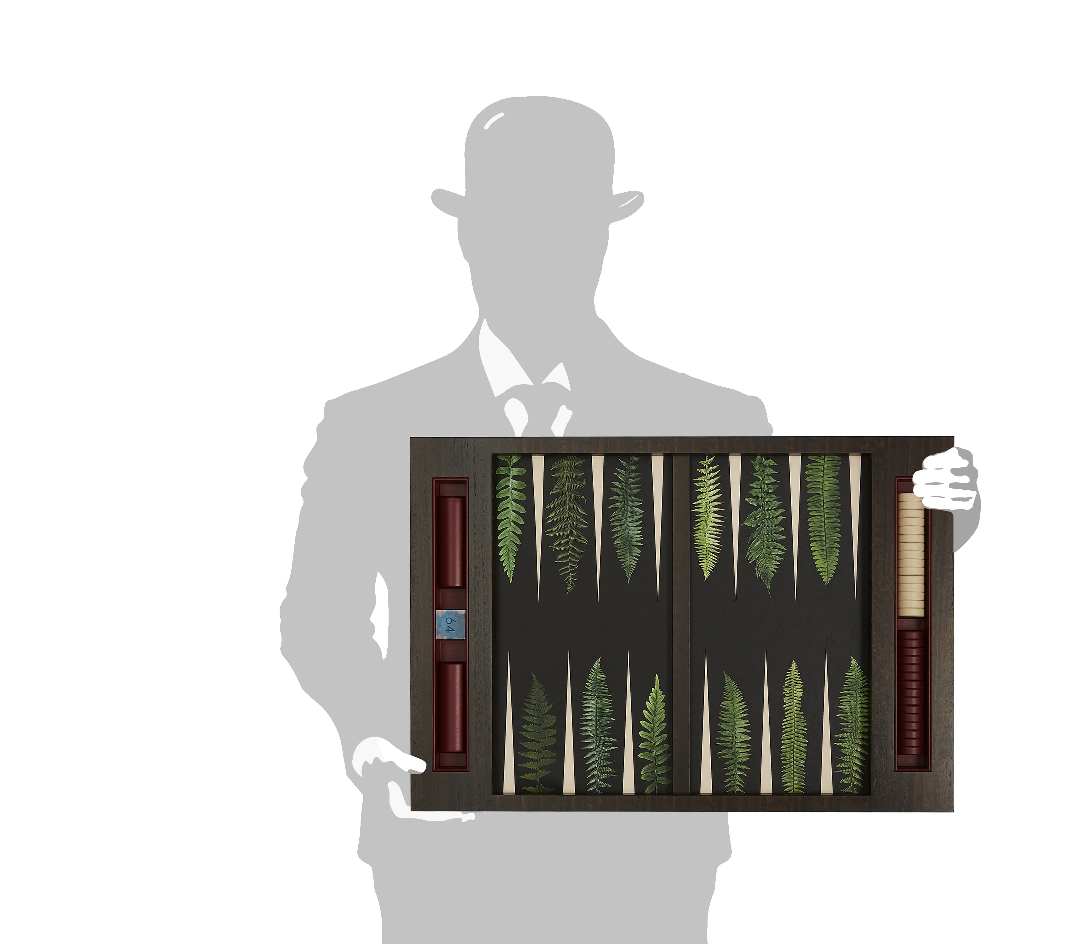 Forest Fern Table Top Backgammon | Leather Playing Surface - thumbnail 7