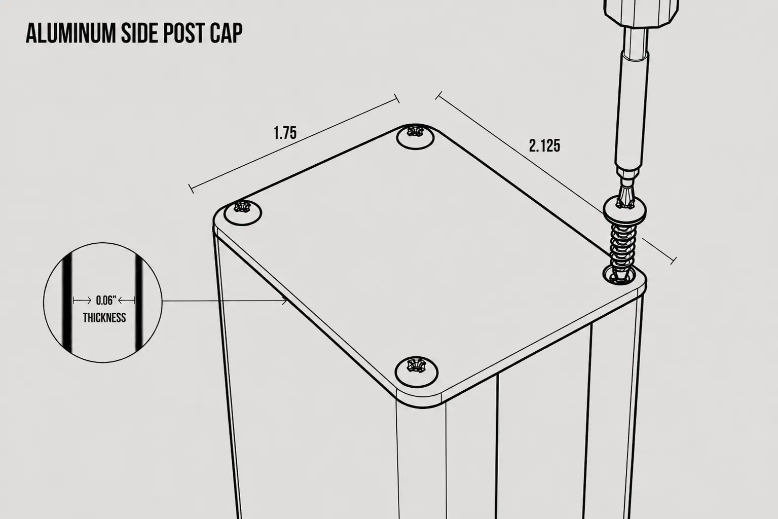 Aluminum Cap For Side Post - thumbnail 2