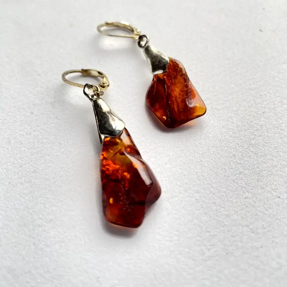 Amber Earrings – Crimson Flames - thumbnail 4
