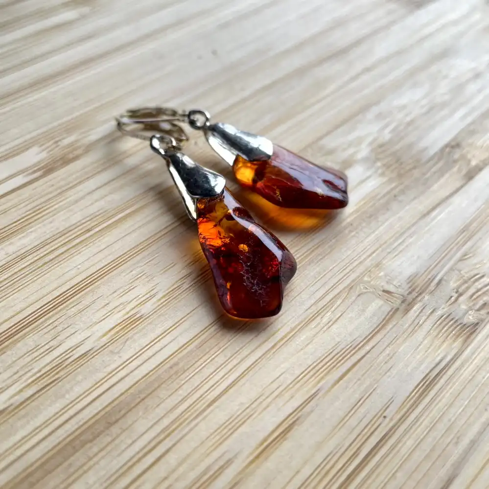 Amber Earrings – Crimson Flames - thumbnail 2