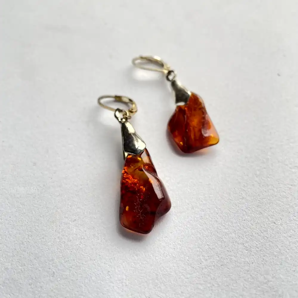 Amber Earrings – Crimson Flames - thumbnail 3