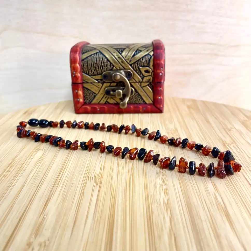 Amber Teething Necklace – Obsidian Drift - thumbnail 2