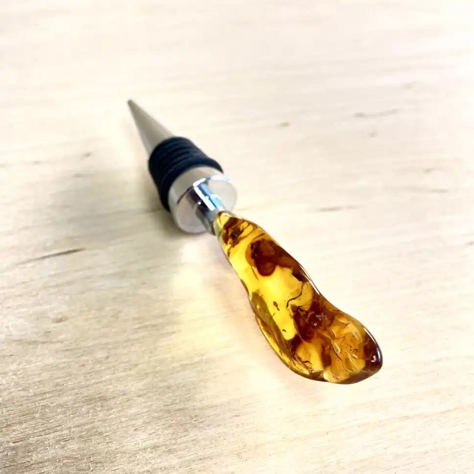 Amber Bottle Stopper – Golden Flame - thumbnail 4