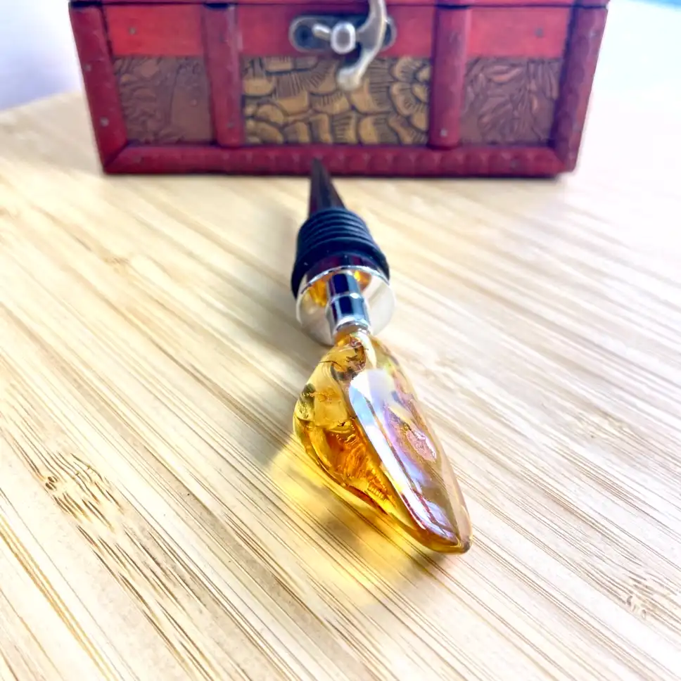Amber Bottle Stopper – Sunlit Glow - thumbnail 2