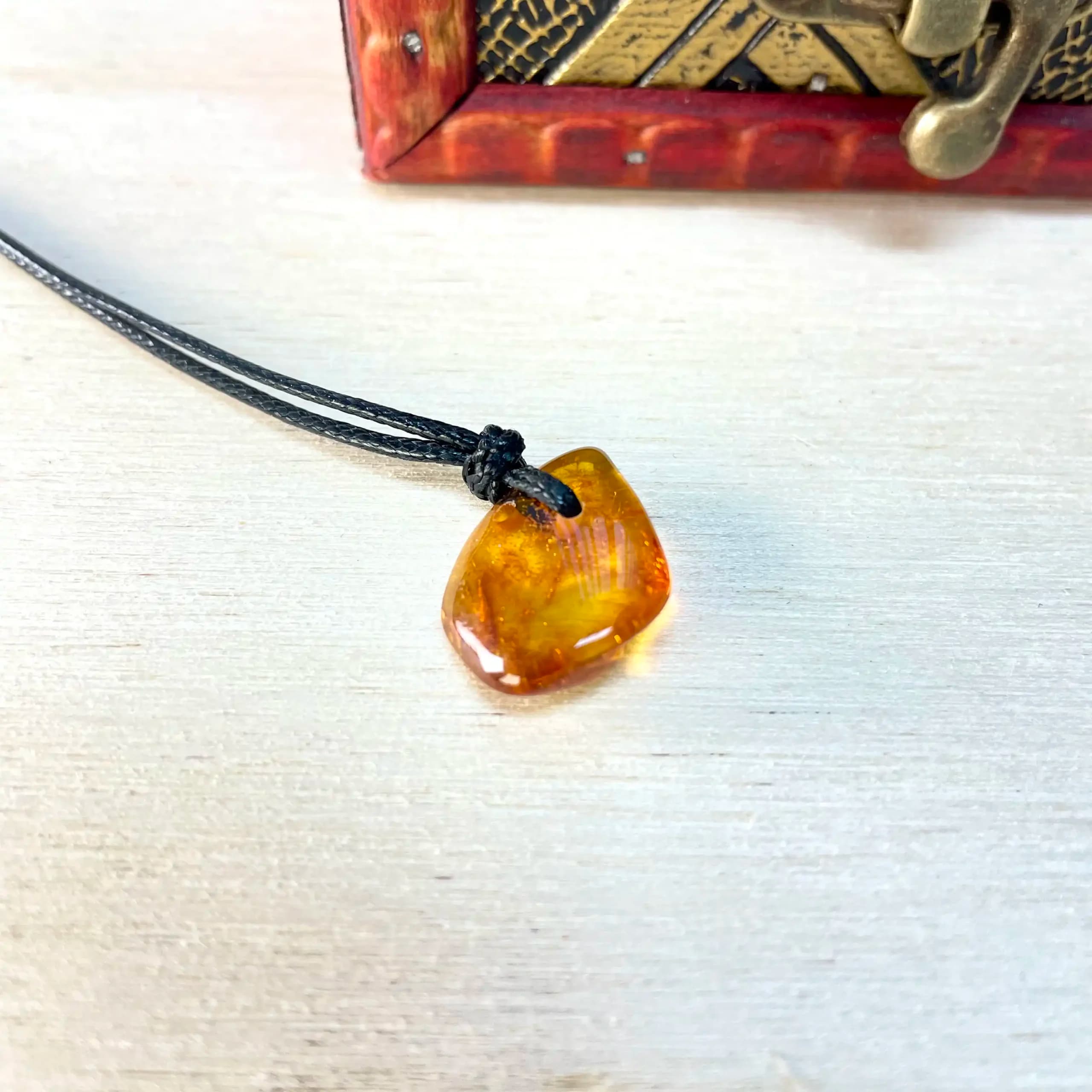 Unique Amber Pendant Necklace - thumbnail 4