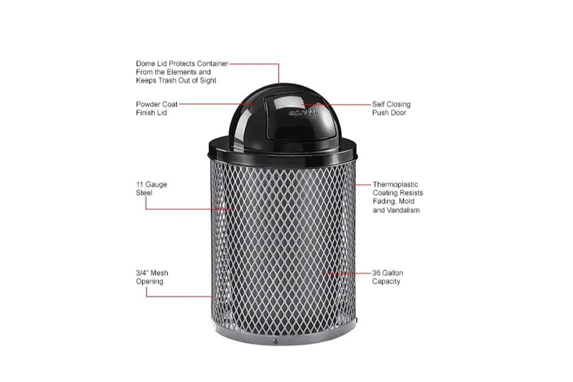 Trash Can, 36 gallon – Expanded Steel - thumbnail 3