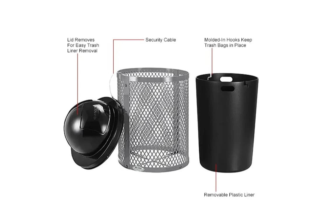Trash Can, 36 gallon – Expanded Steel - thumbnail 4