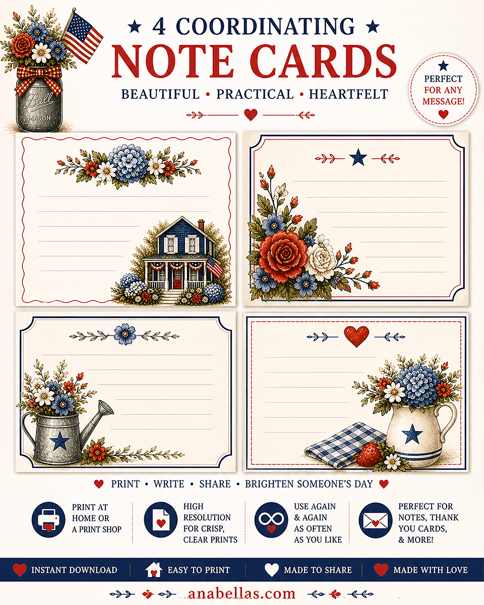 Patriotic Printable Paper Kit, Junk Journal Kit, Scrapbook Pages, Americana Printables, Recipe Cards, Tags, Ephemera, Memory Keeping - thumbnail 7