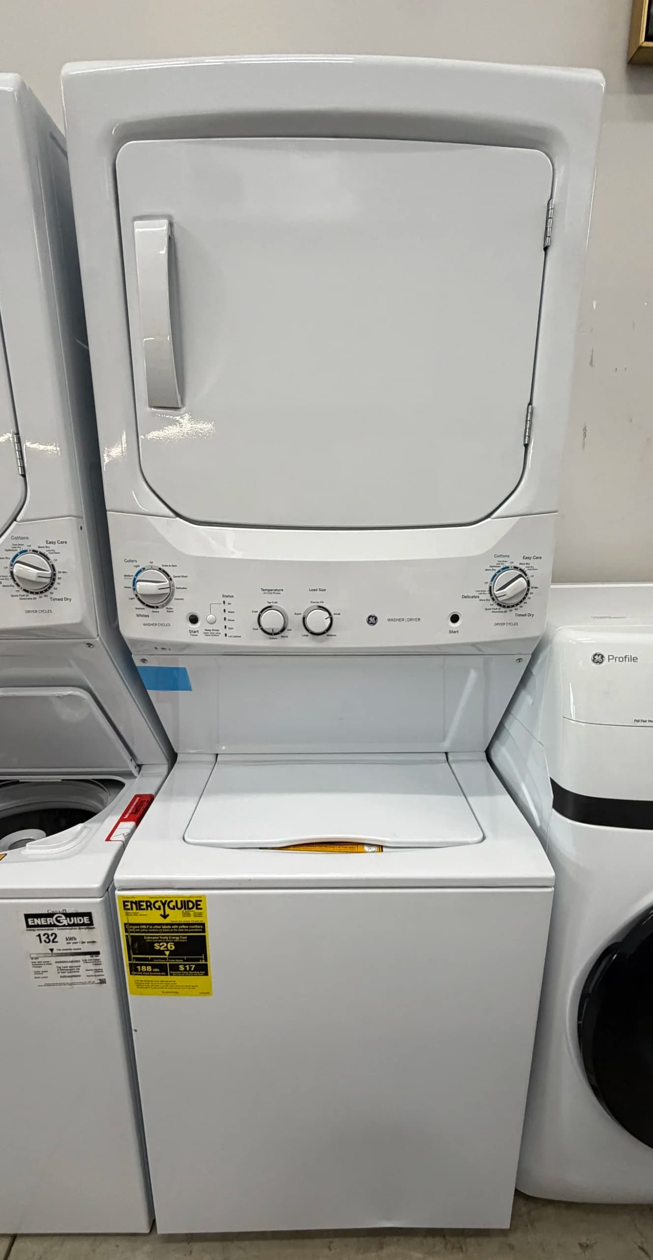 *Scratch & Dent* NEW GE 27″ Spacemaker Electric Laundry Center GUD27ESSM1WW, White – 1 Yr. Warranty