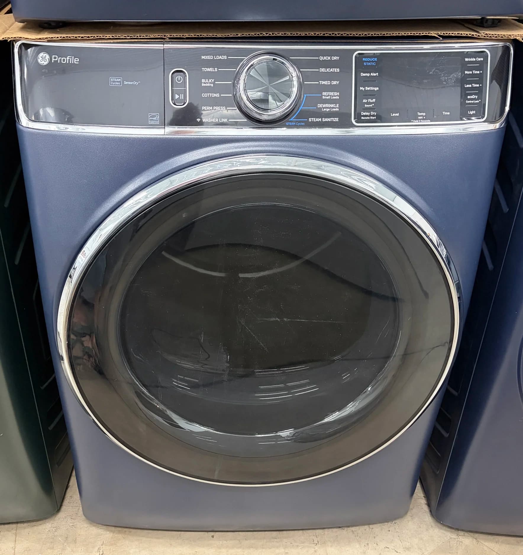 *Scratch & Dent* NEW GE Profile Smart Electric Dryer PFD87ESPV0RS#2, Royal Sapphire – 1 Yr. Warranty