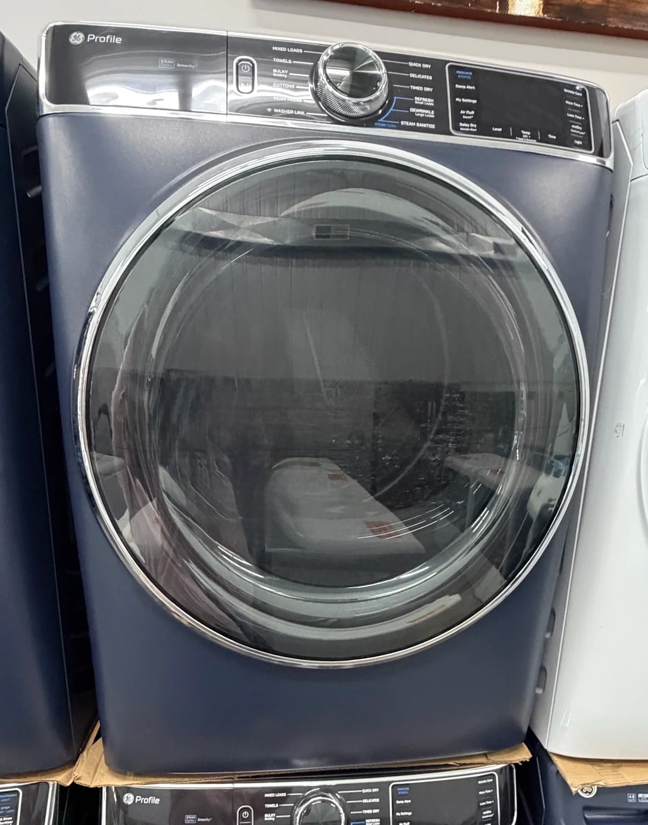 *Scratch & Dent* NEW GE Profile Smart Electric Dryer PFD87ESPV0RS, Royal Sapphire – 1 Yr. Warranty