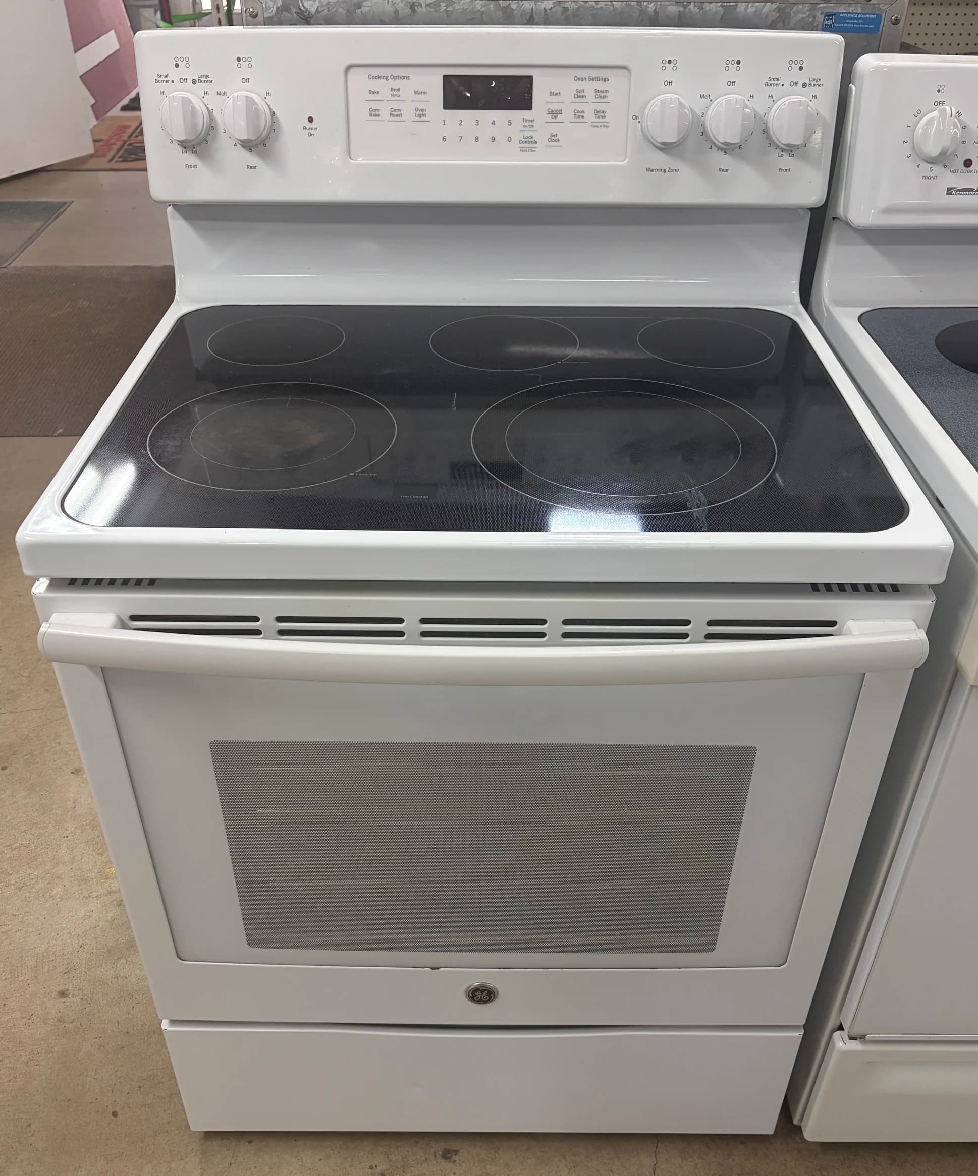 GE Glass Top Electric Range JB750DJ1WW, White – 1 Yr. Warranty