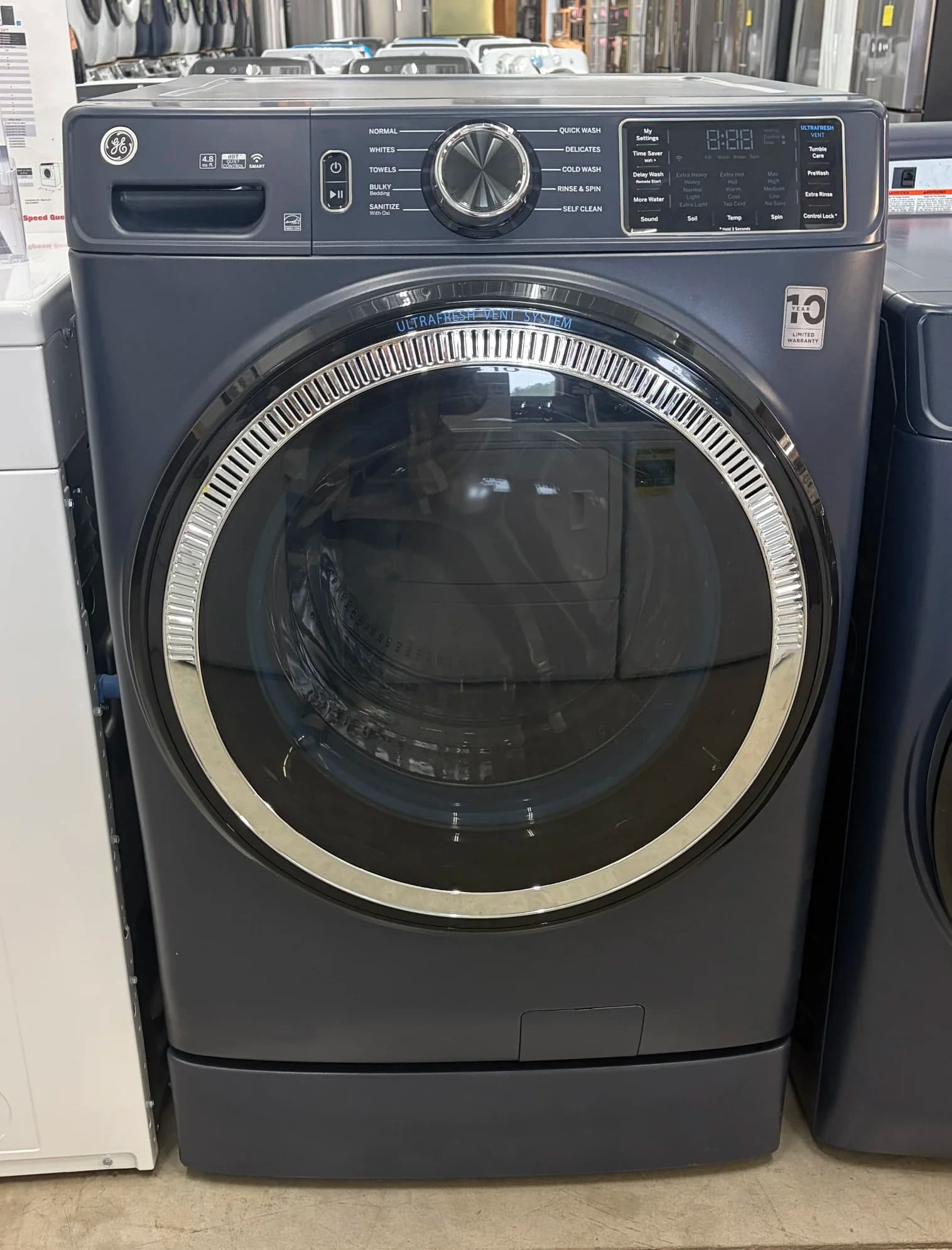 *Scratch & Dent* NEW GE Smart Front Load Washer GFW550SPR5RS, Sapphire Blue – 1 Yr. Warranty