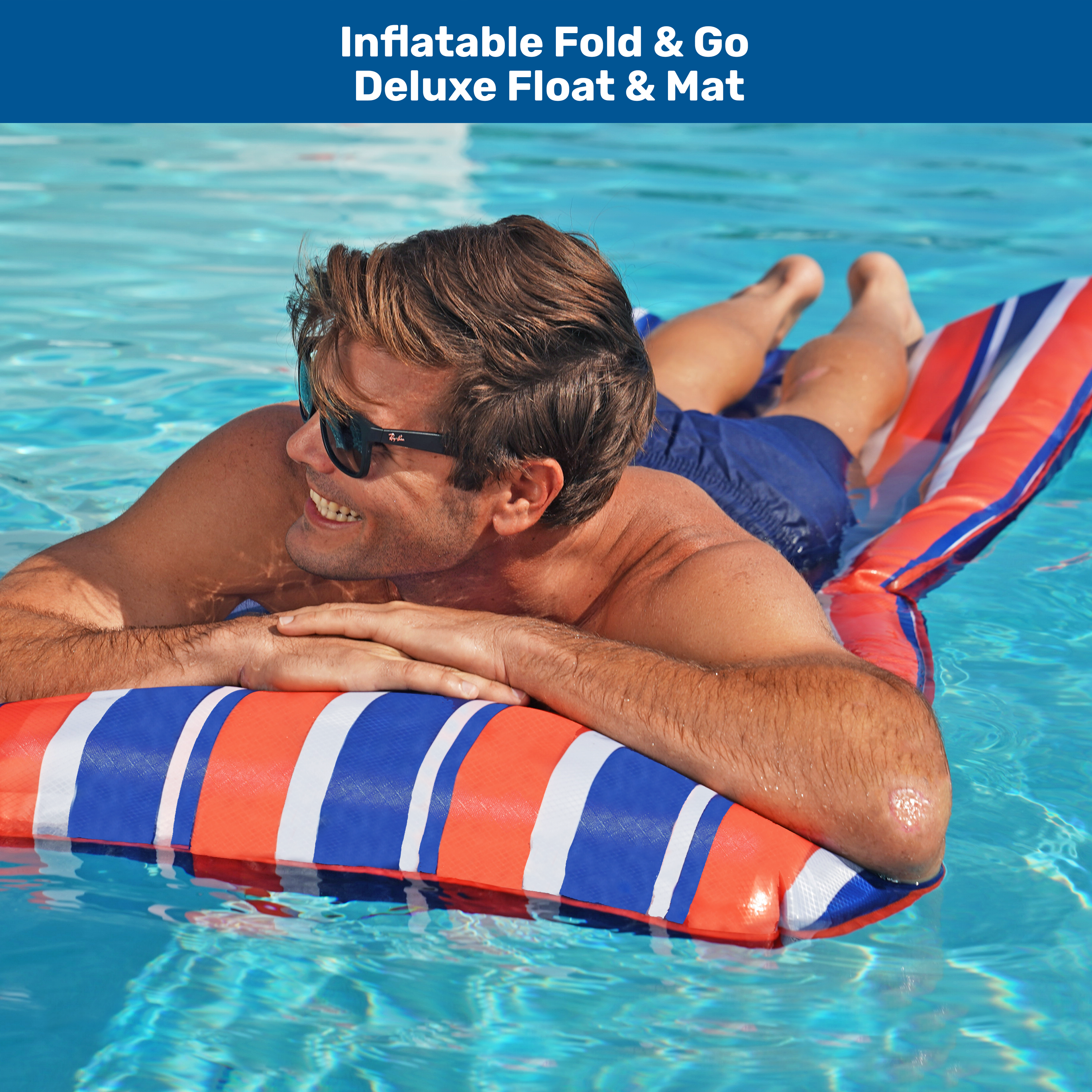 Deluxe 3-in-1 Fold & Go Float, Mat, and Lounge | Multipurpose Pool Float - thumbnail 3