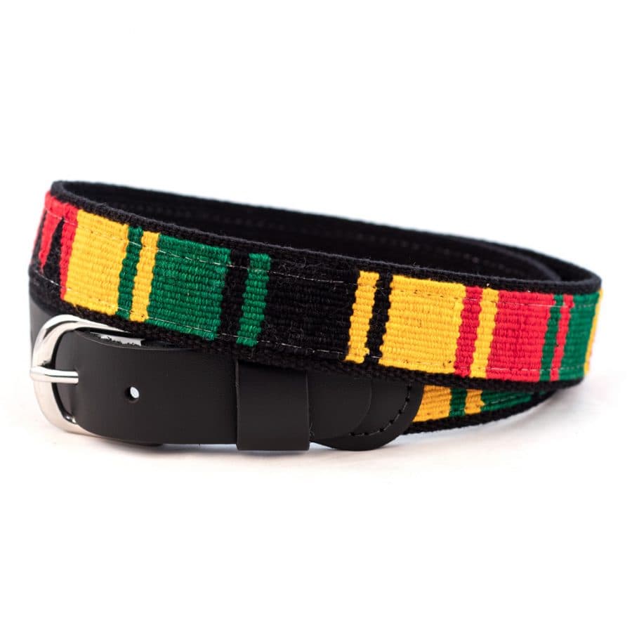a tail we could wag Cotton and Leather Belt – Rasta