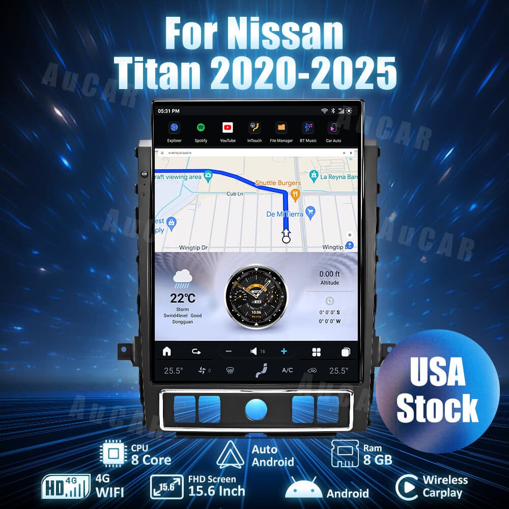 AuCar Tesla Android 13 15.6″ Car Radio GPS Navigation For Nissan Titan 2020-2025