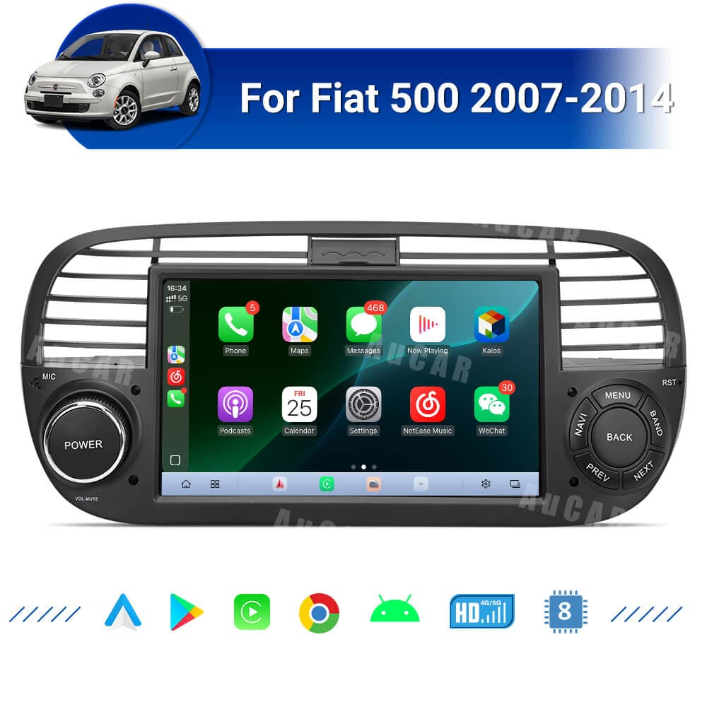 AuCar Tesla Android 7″ Car Radio GPS Navigation For Fiat 500 2007-2014 Car Multimedia Stereo Player Car Video