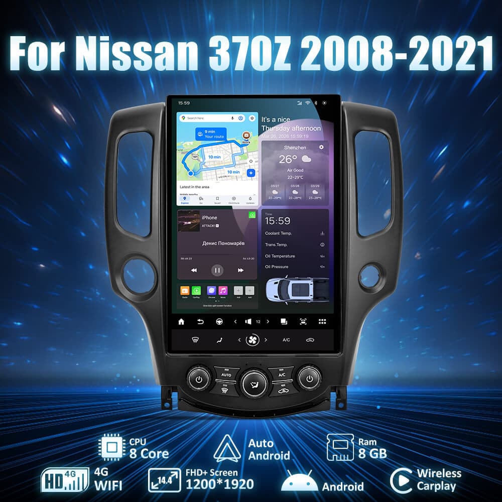 AUCAR Android 14.4“ Tesla Android System Car Radio Multimedia GPS Navigation For Nissan 370Z 2009-2021