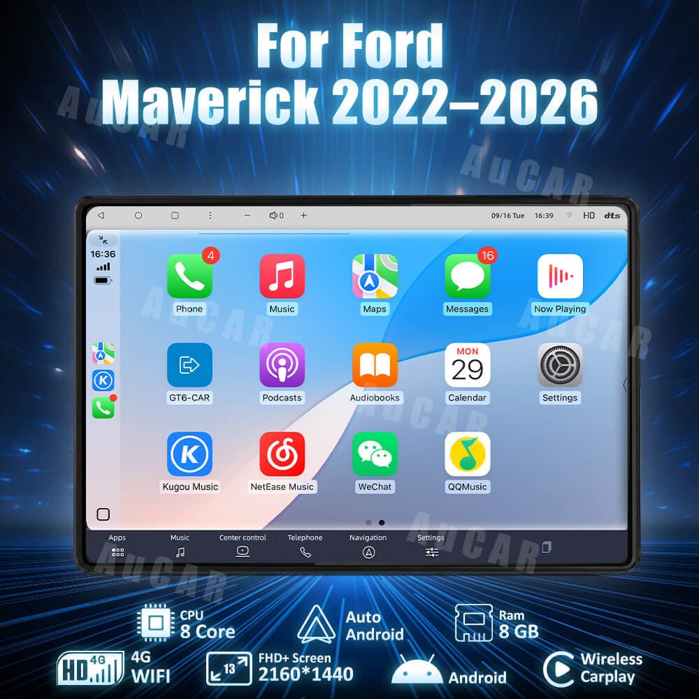 AuCar 13″ Android Car Radio GPS Navigation For Ford Maverick 2022-2026