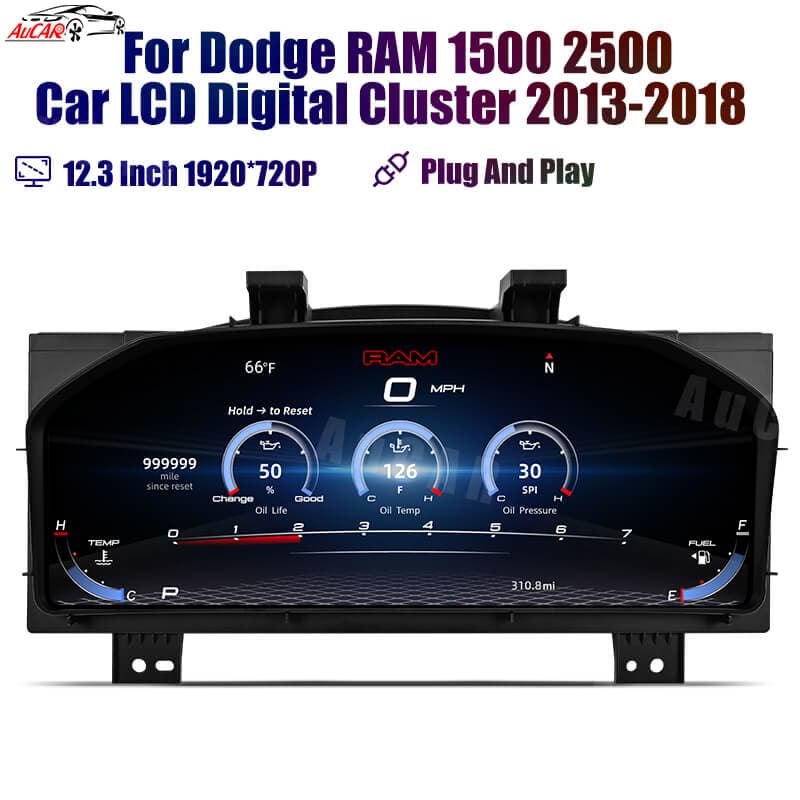 AuCAR 12.3″ Linux Instrument Cluster for Dodge RAM 1500 2500 Car Digital Cluster 2013-2018