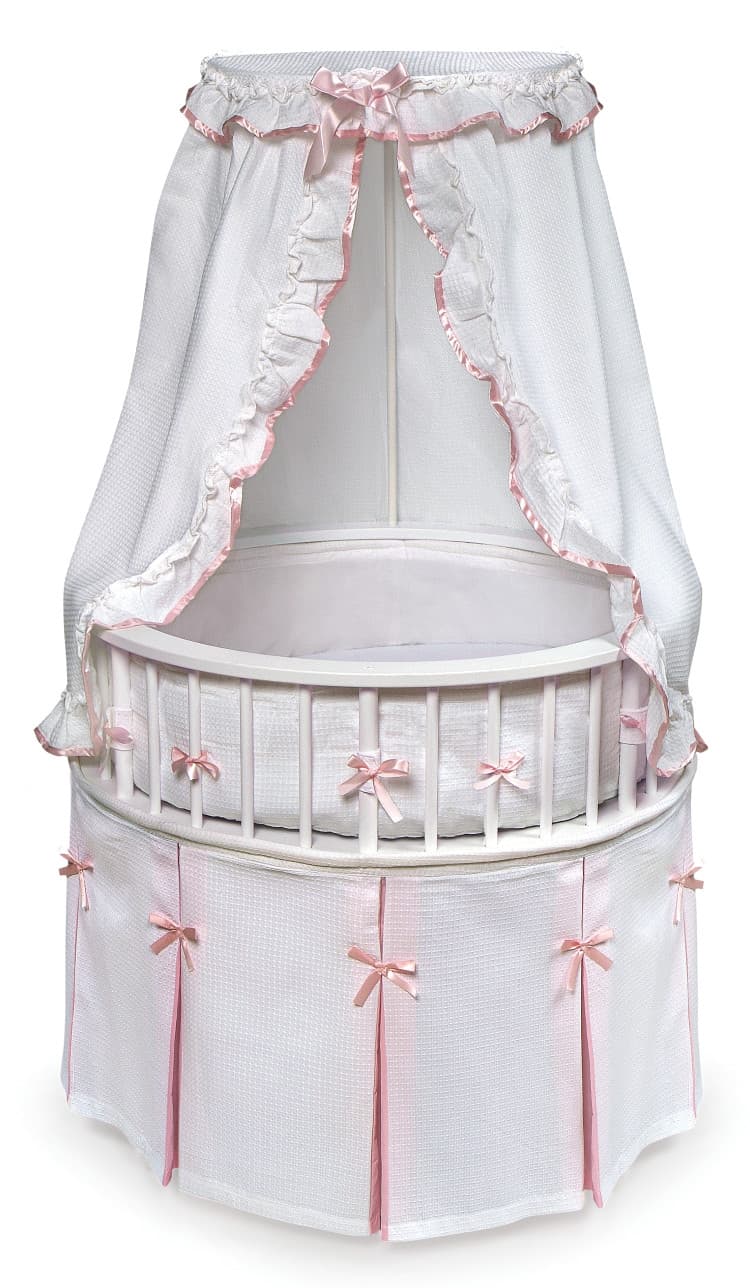 Bedding Set for Elegance Round Baby Bassinets – White/Pink