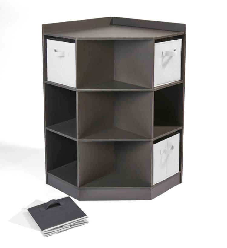 Corner Cubby Storage Unit with Four Reversible Baskets – Charcoal - thumbnail 7