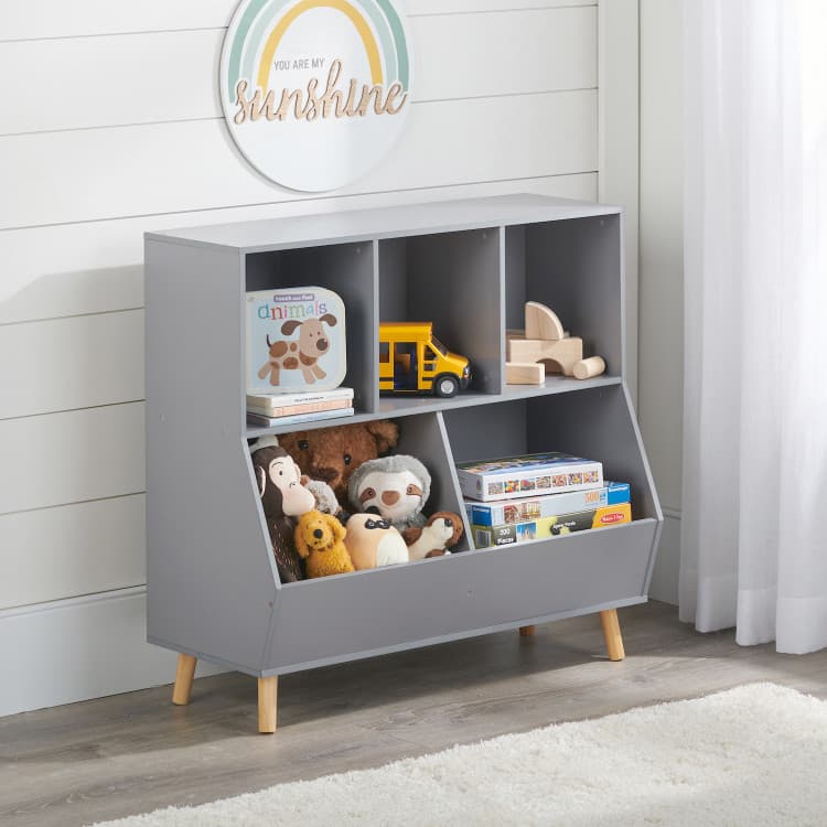 5-Bin Storage Cubby with Feet – Gray - thumbnail 2