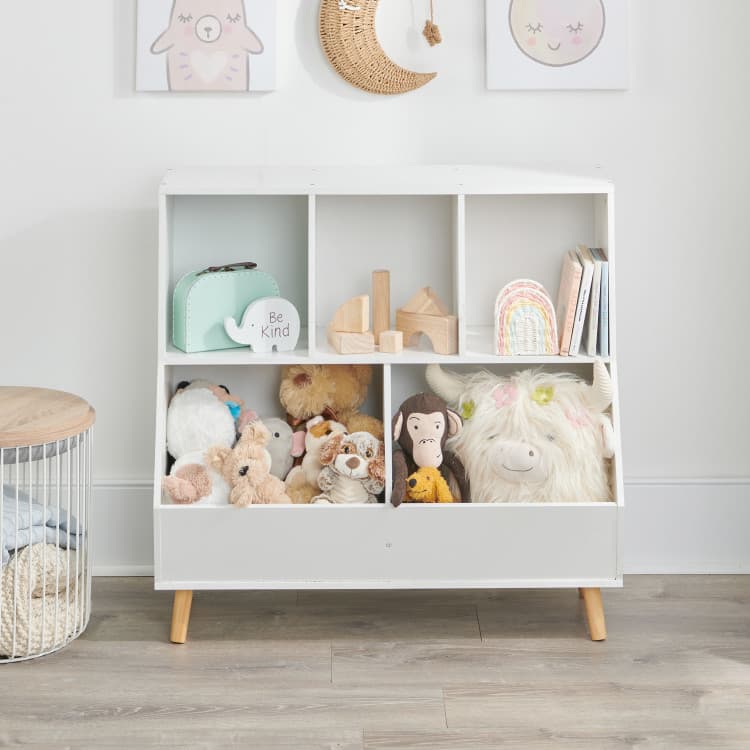 5-Bin Storage Cubby with Feet – White - thumbnail 3