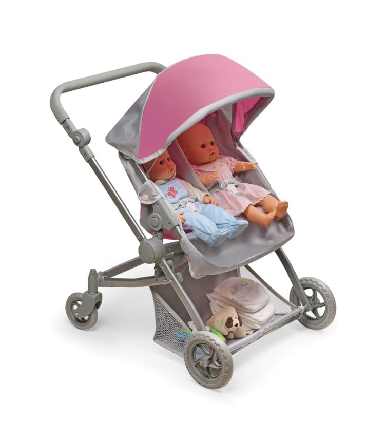 Voyage Twin Carriage Doll Stroller – Gray/Pink - thumbnail 5