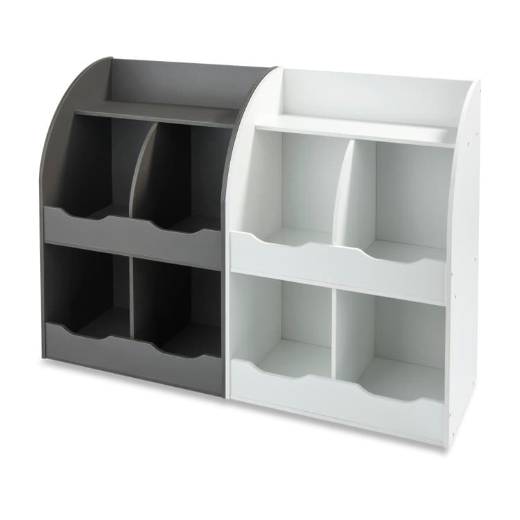 Four Bin Storage Cubby with Bookshelf – Charcoal - thumbnail 6