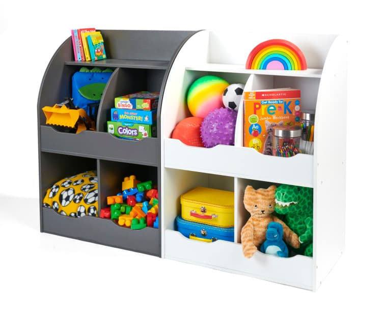 Four Bin Storage Cubby with Bookshelf – Charcoal - thumbnail 5