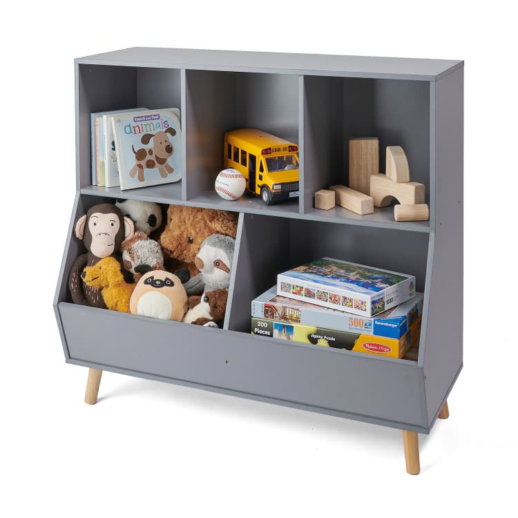 5-Bin Storage Cubby with Feet – Gray - thumbnail 6