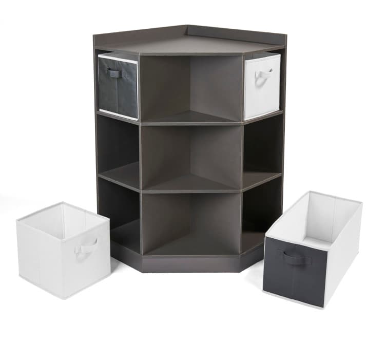 Corner Cubby Storage Unit with Four Reversible Baskets – Charcoal - thumbnail 6