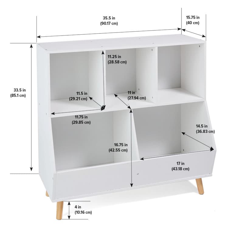 5-Bin Storage Cubby with Feet – White - thumbnail 8