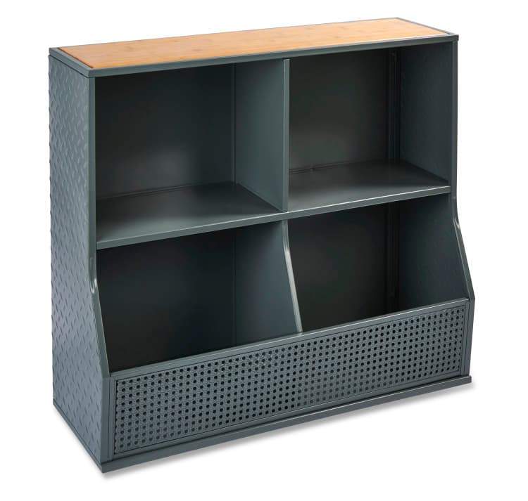 Metal and Bamboo Multi-Bin Storage Cubby – Charcoal/Natural