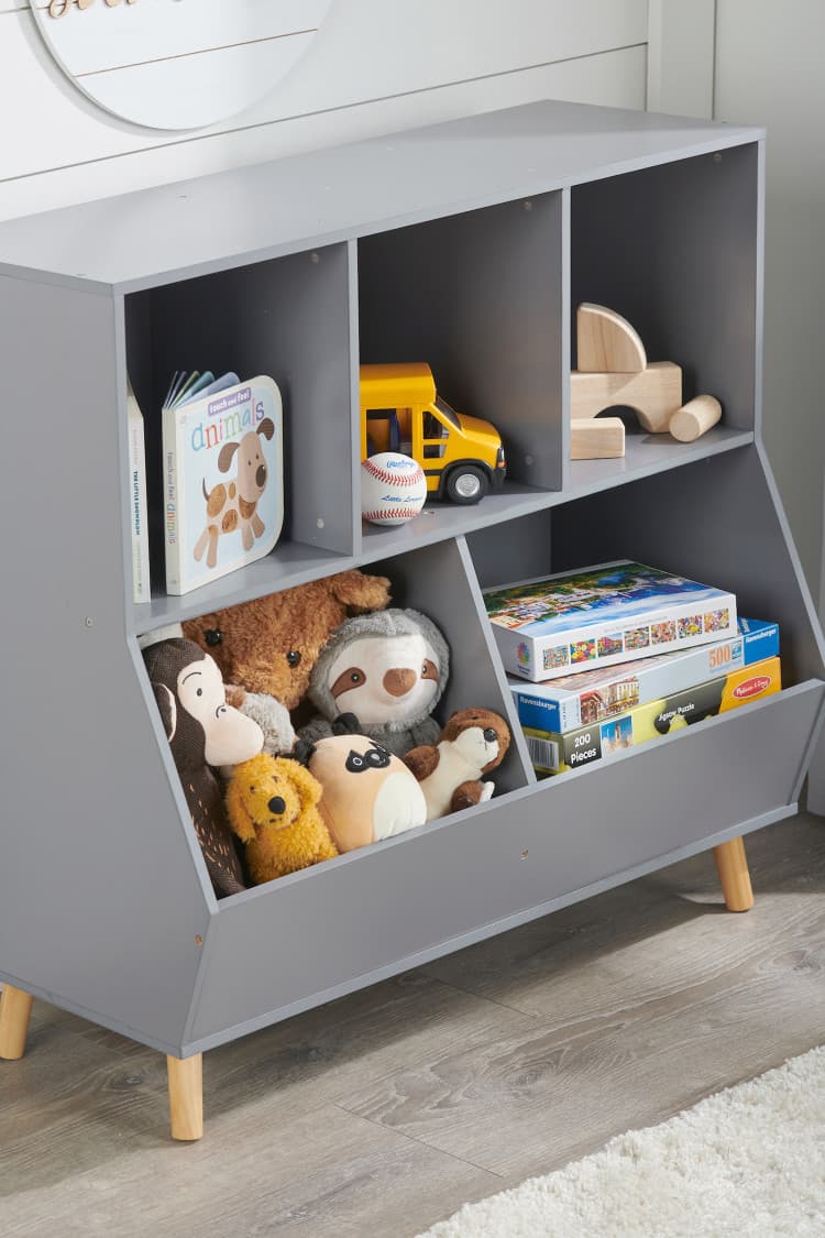 5-Bin Storage Cubby with Feet – Gray - thumbnail 4