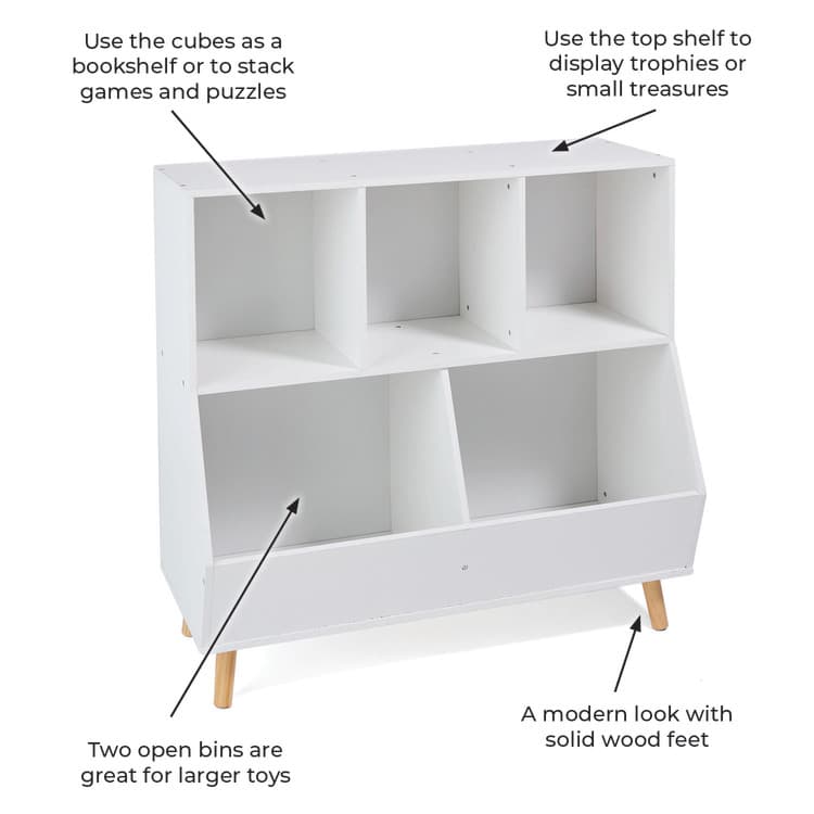 5-Bin Storage Cubby with Feet – White - thumbnail 9