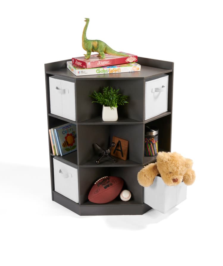 Corner Cubby Storage Unit with Four Reversible Baskets – Charcoal - thumbnail 5