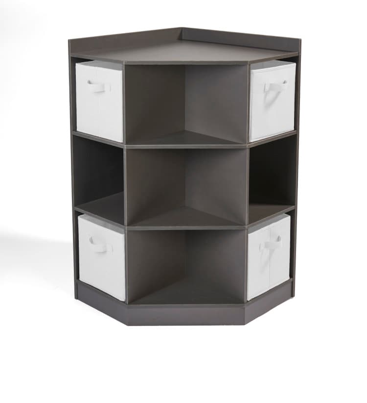 Corner Cubby Storage Unit with Four Reversible Baskets – Charcoal - thumbnail 8