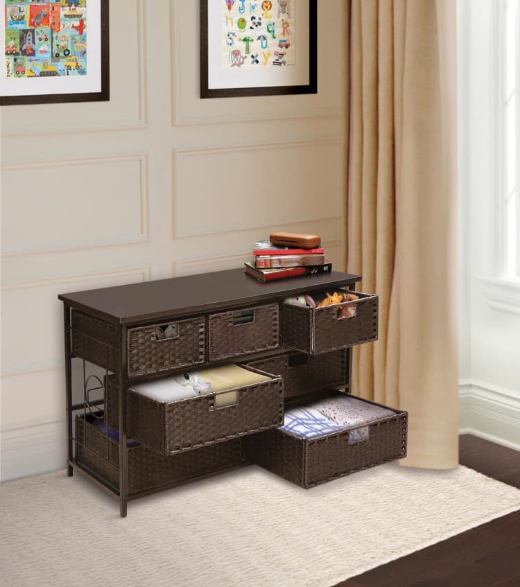 August Collection Wide Seven Basket Storage Unit – Espresso - thumbnail 2