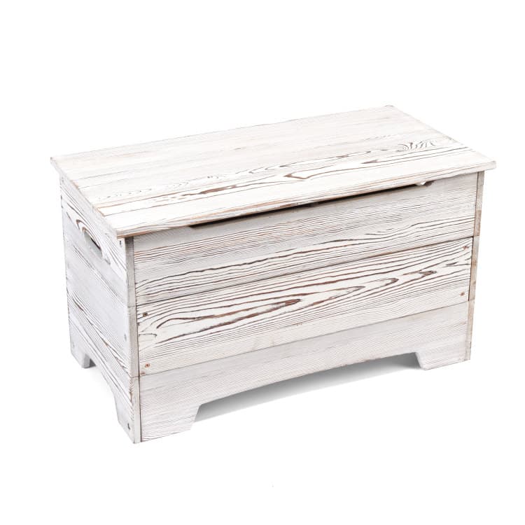 Solid Wood Rustic Toy Box – Distressed White - thumbnail 9