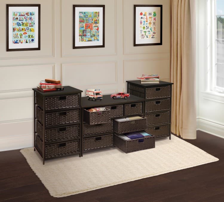August Collection Wide Seven Basket Storage Unit – Espresso - thumbnail 3
