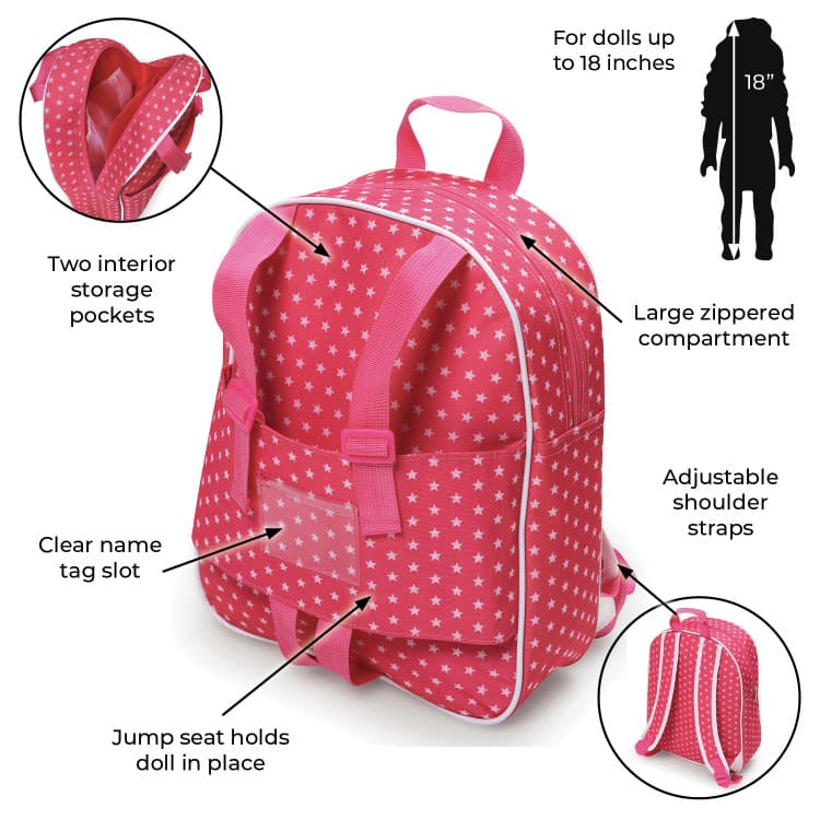 Doll Travel Backpack – Pink/Star - thumbnail 8