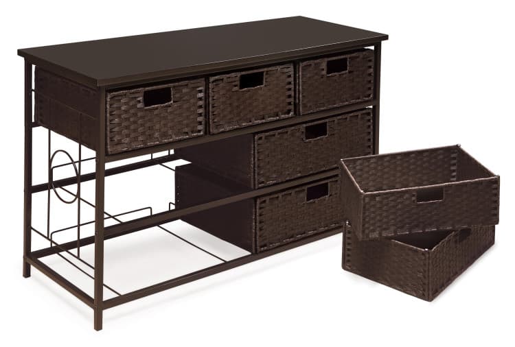 August Collection Wide Seven Basket Storage Unit – Espresso - thumbnail 6
