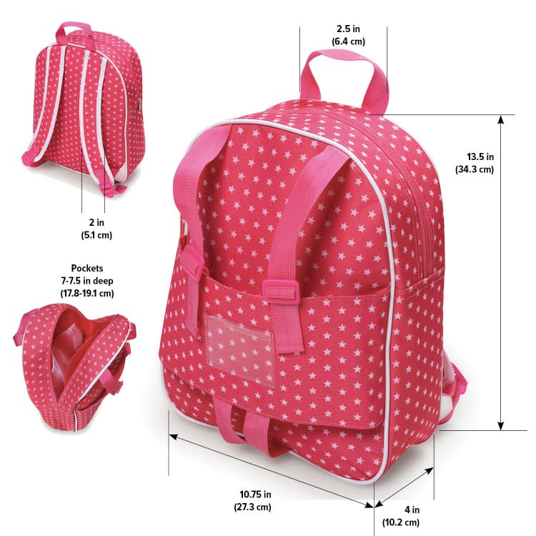 Doll Travel Backpack – Pink/Star - thumbnail 7